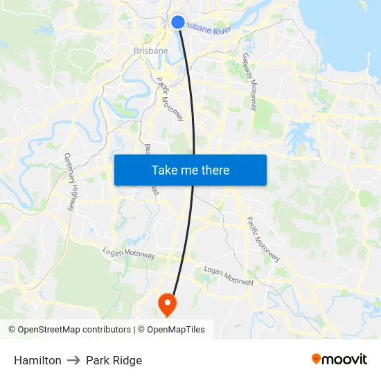 Hamilton to Park Ridge map