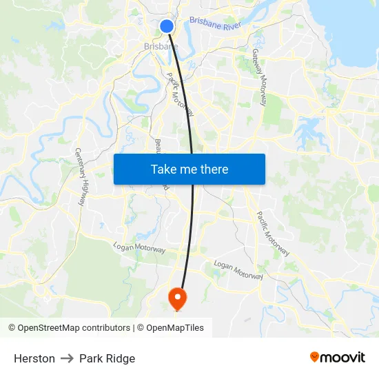 Herston to Park Ridge map