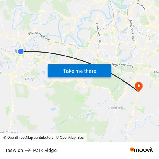 Ipswich to Park Ridge map