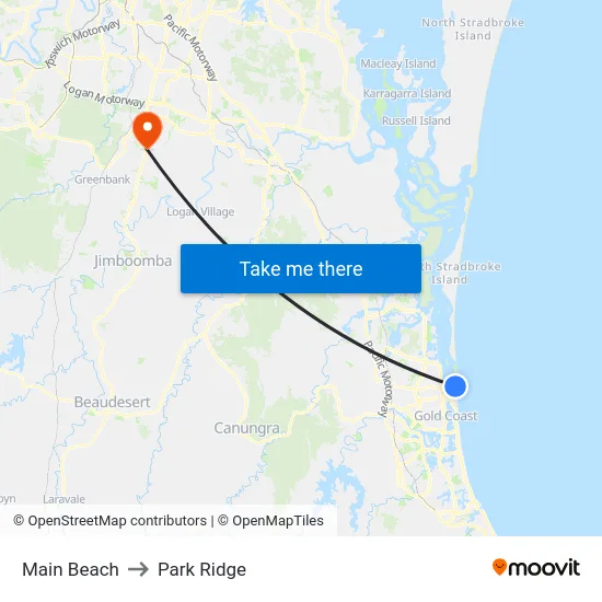 Main Beach to Park Ridge map