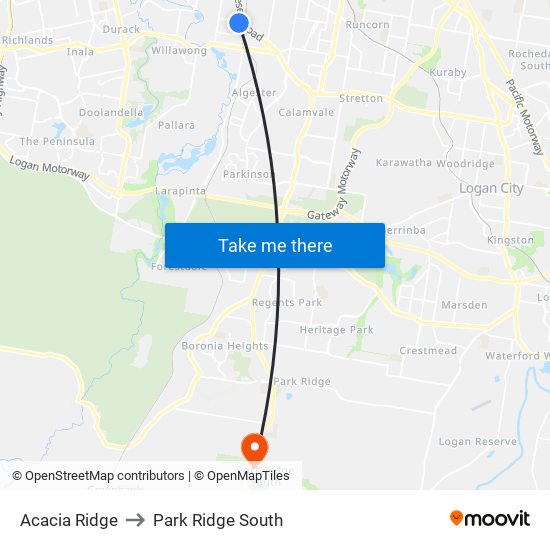 Acacia Ridge to Park Ridge South map