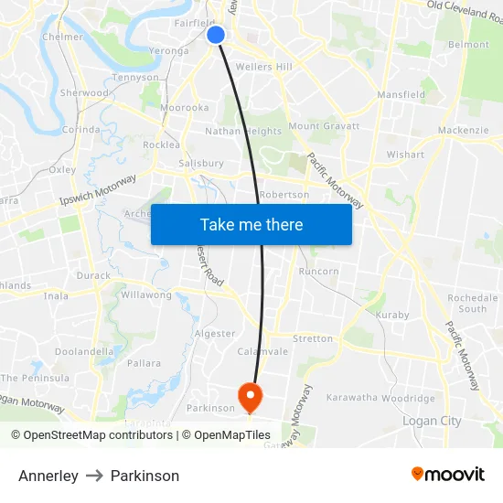 Annerley to Parkinson map