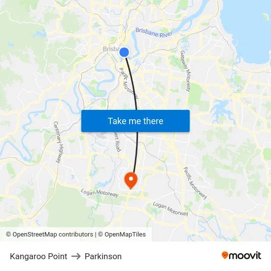 Kangaroo Point to Parkinson map