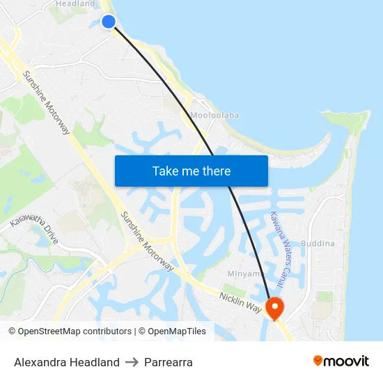 Alexandra Headland to Parrearra map