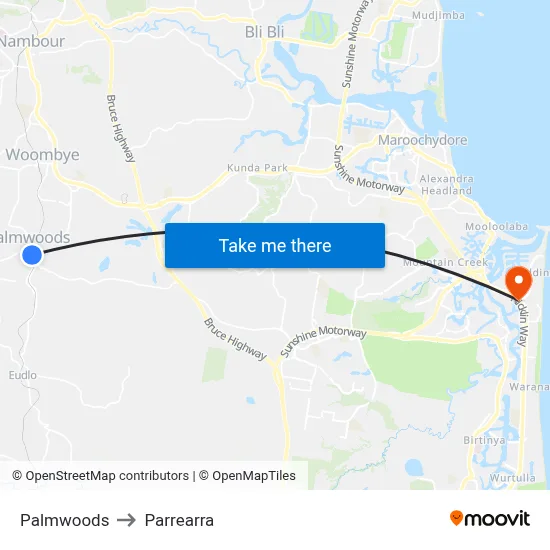 Palmwoods to Parrearra map