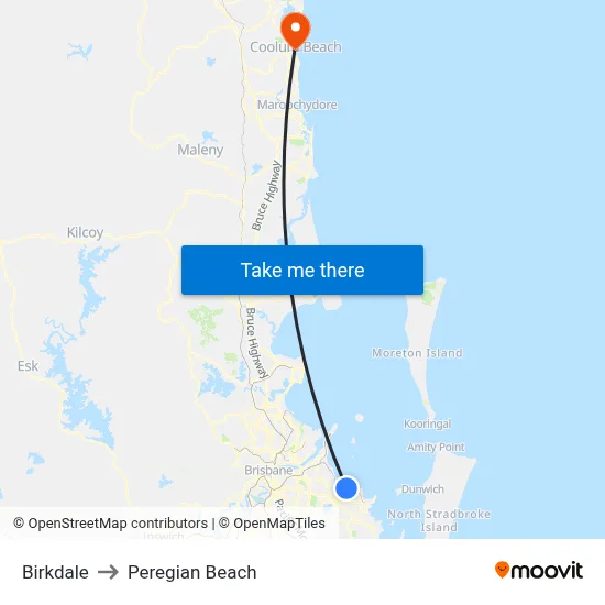 Birkdale to Peregian Beach map