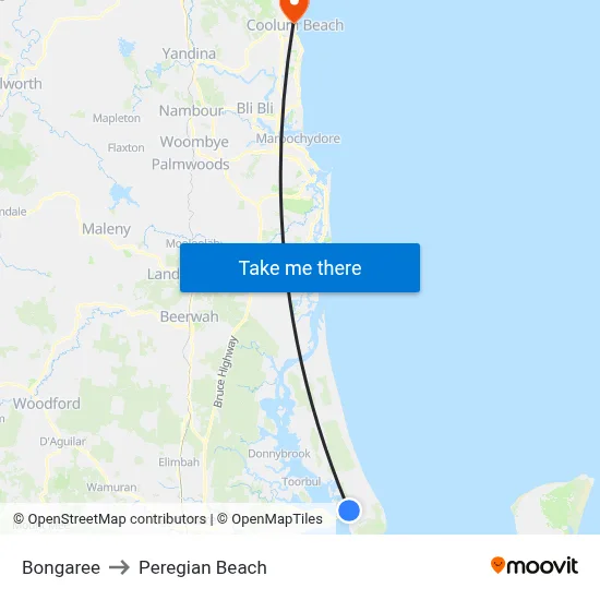 Bongaree to Peregian Beach map