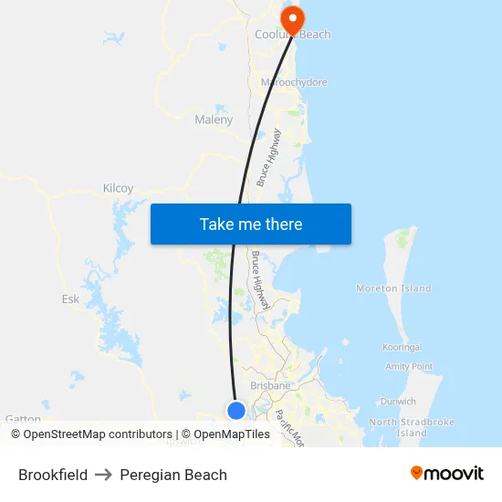 Brookfield to Peregian Beach map