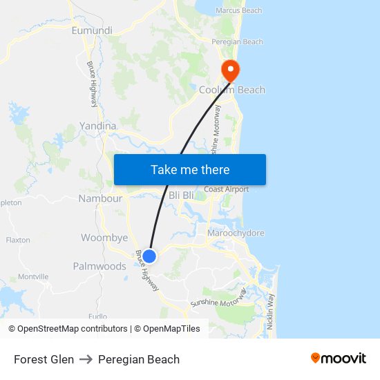 Forest Glen to Peregian Beach map