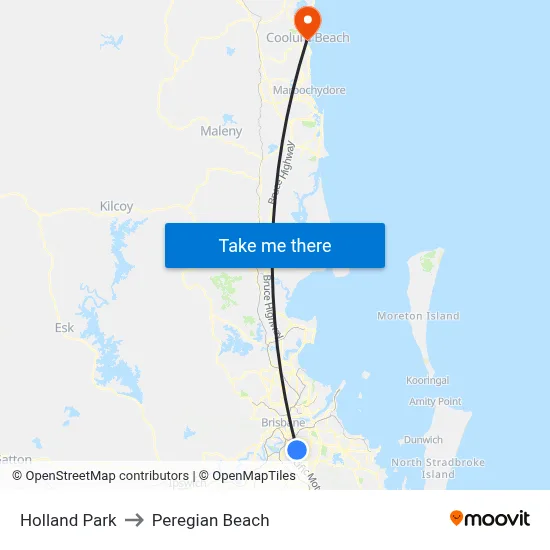 Holland Park to Peregian Beach map
