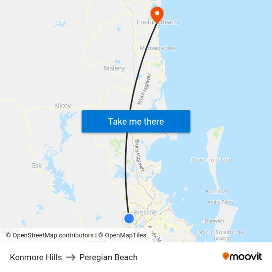 Kenmore Hills to Peregian Beach map