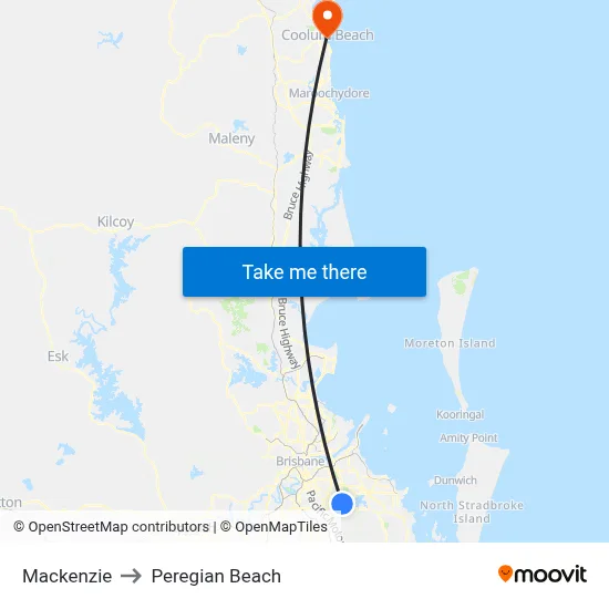 Mackenzie to Peregian Beach map