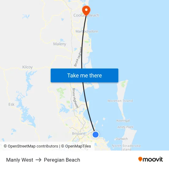 Manly West to Peregian Beach map