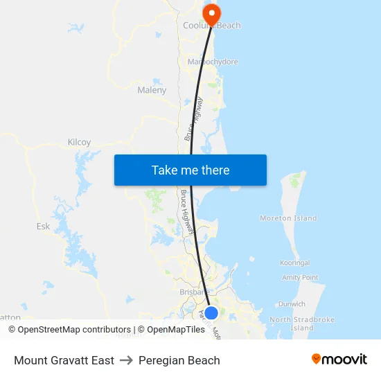 Mount Gravatt East to Peregian Beach map