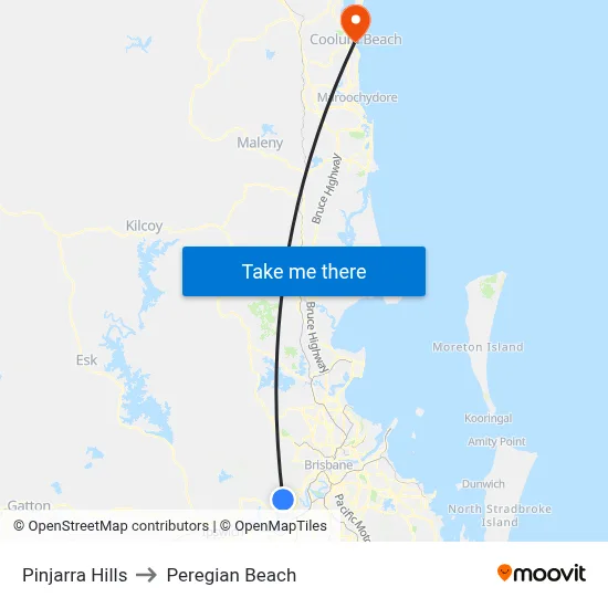 Pinjarra Hills to Peregian Beach map