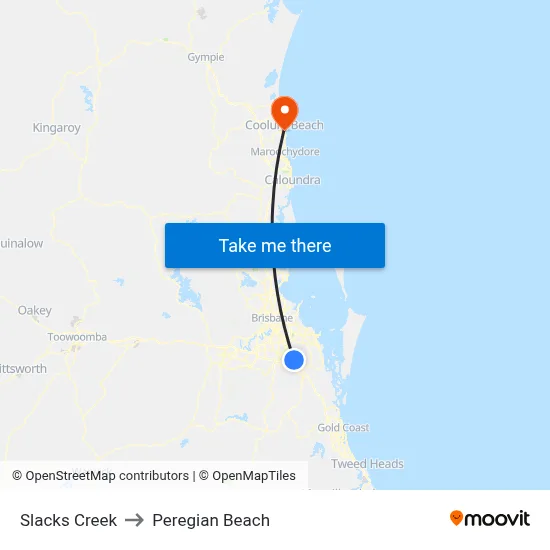 Slacks Creek to Peregian Beach map