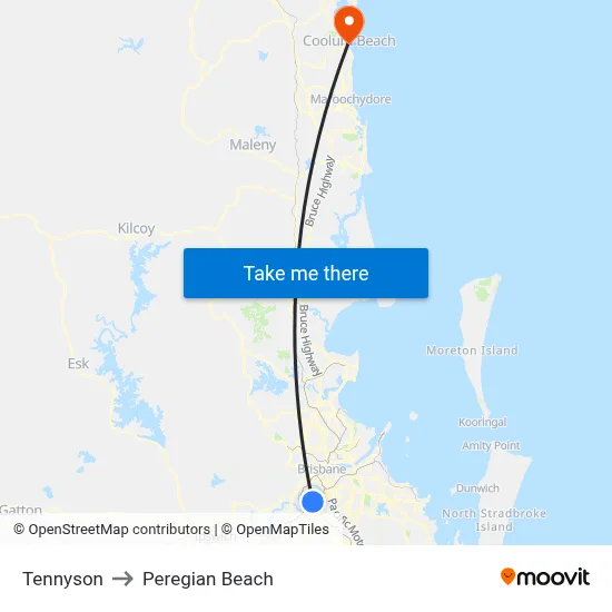Tennyson to Peregian Beach map