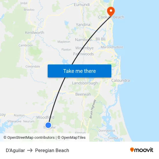 D'Aguilar to Peregian Beach map