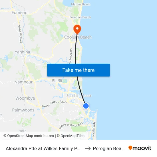 Alexandra Pde at Wilkes Family Park to Peregian Beach map
