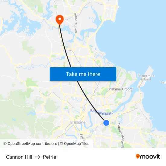 Cannon Hill to Petrie map