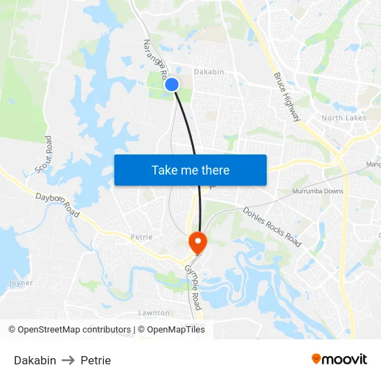 Dakabin to Petrie map