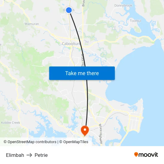 Elimbah to Petrie map