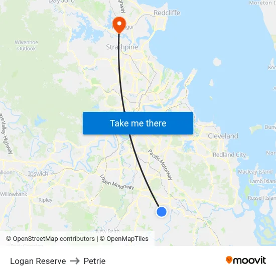 Logan Reserve to Petrie map