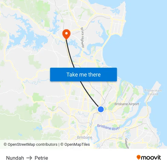 Nundah to Petrie map