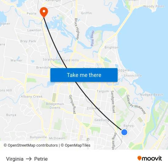 Virginia to Petrie map