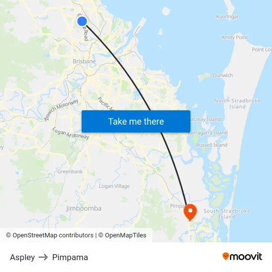 Aspley to Pimpama map