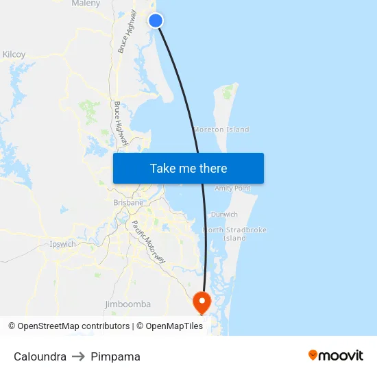 Caloundra to Pimpama map