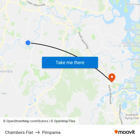 Chambers Flat to Pimpama map