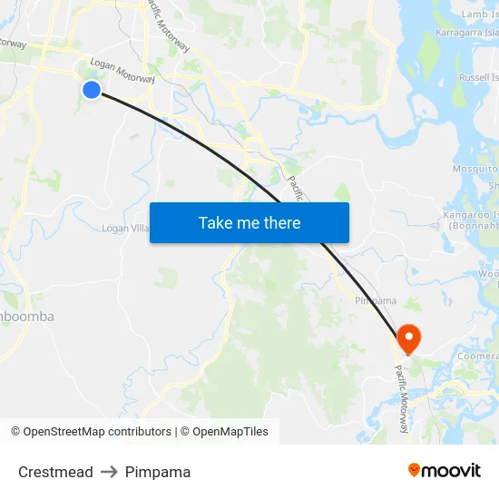 Crestmead to Pimpama map