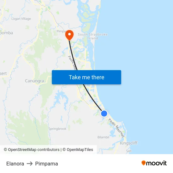 Elanora to Pimpama map