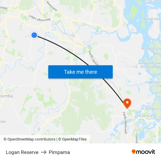Logan Reserve to Pimpama map