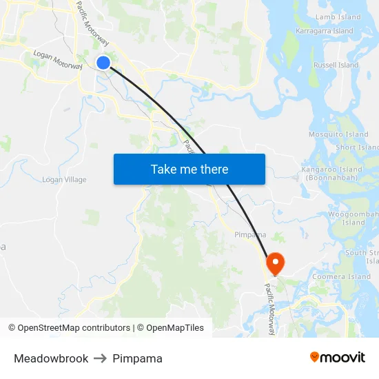 Meadowbrook to Pimpama map