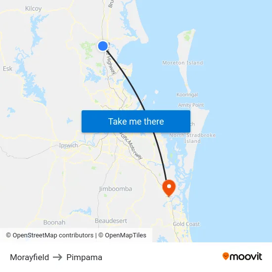 Morayfield to Pimpama map