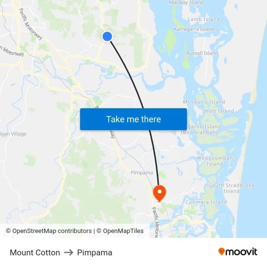 Mount Cotton to Pimpama map