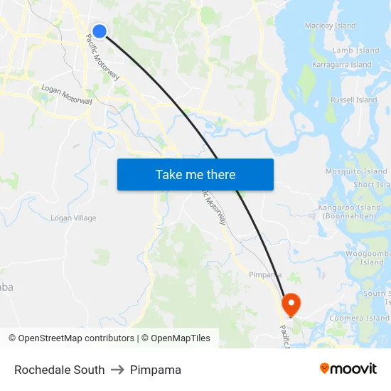 Rochedale South to Pimpama map