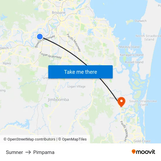 Sumner to Pimpama map