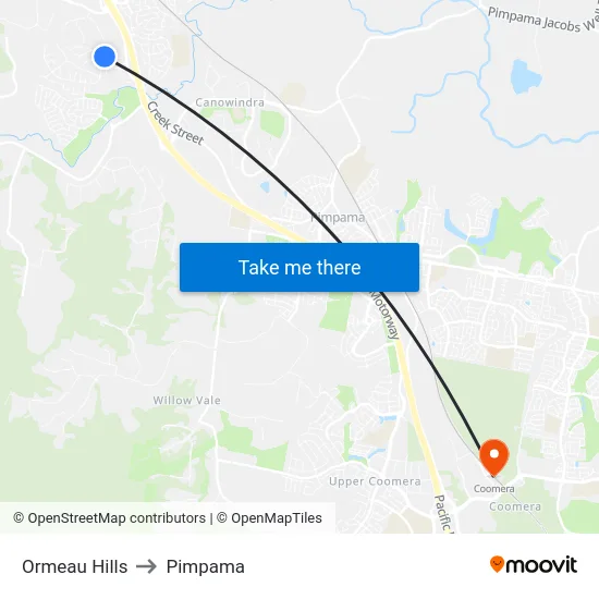 Ormeau Hills to Pimpama map