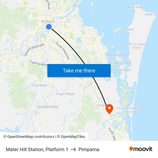 Mater Hill Station, Platform 1 to Pimpama map
