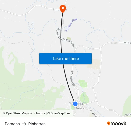 Pomona to Pinbarren map