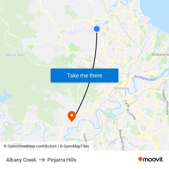 Albany Creek to Pinjarra Hills map