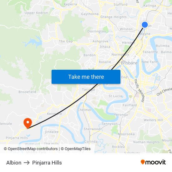 Albion to Pinjarra Hills map