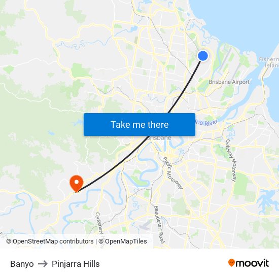 Banyo to Pinjarra Hills map
