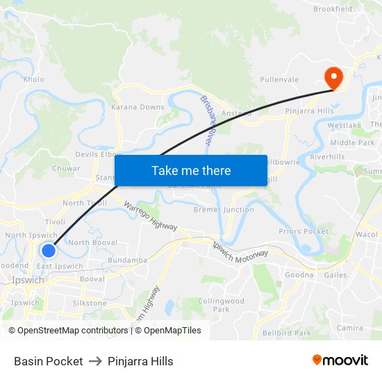 Basin Pocket to Pinjarra Hills map