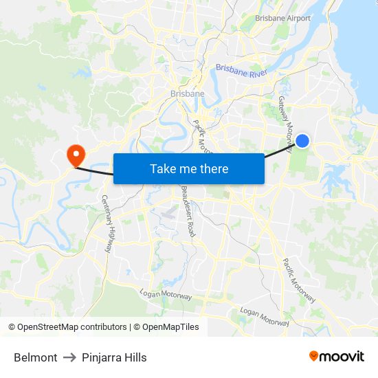 Belmont to Pinjarra Hills map