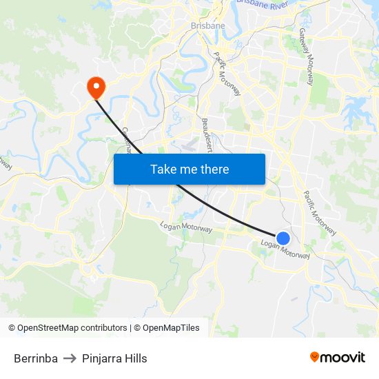 Berrinba to Pinjarra Hills map