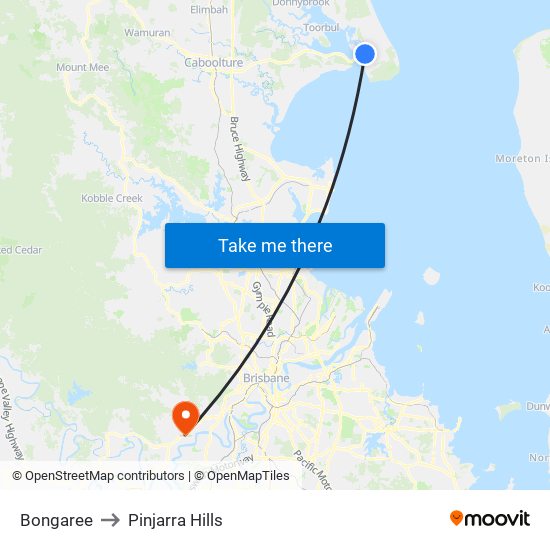 Bongaree to Pinjarra Hills map